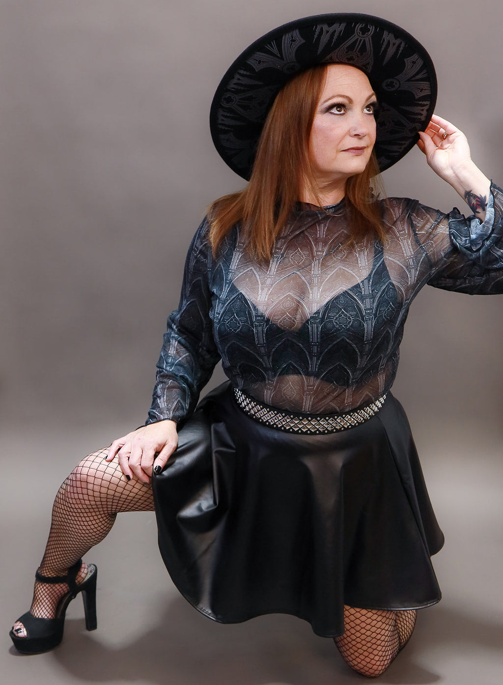 Cathedral Mesh Crop Top with Bell Sleeves - Angel's House of Design Co.