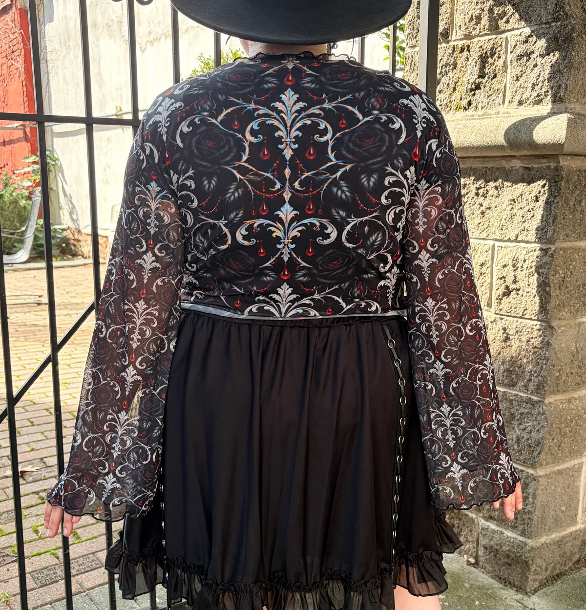 Bloodline Mesh Top with Bell Sleeves