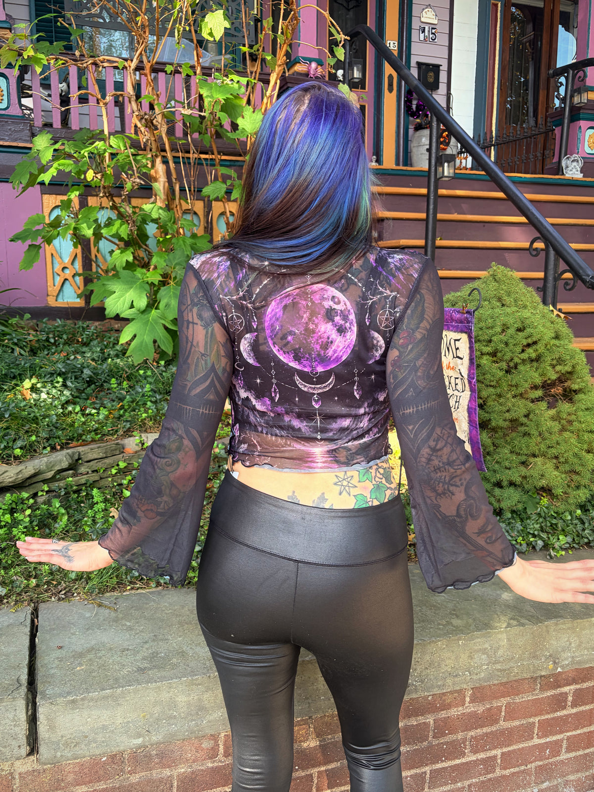 High Priestess Mesh Top with Bell Sleeves