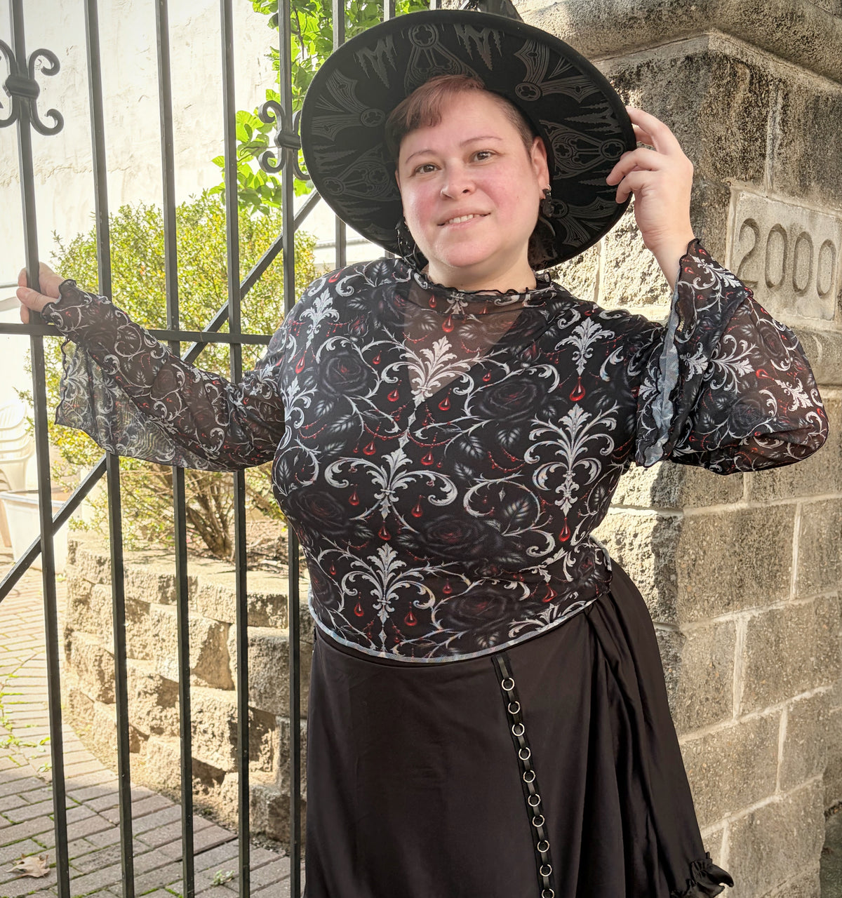 Bloodline Mesh Top with Bell Sleeves
