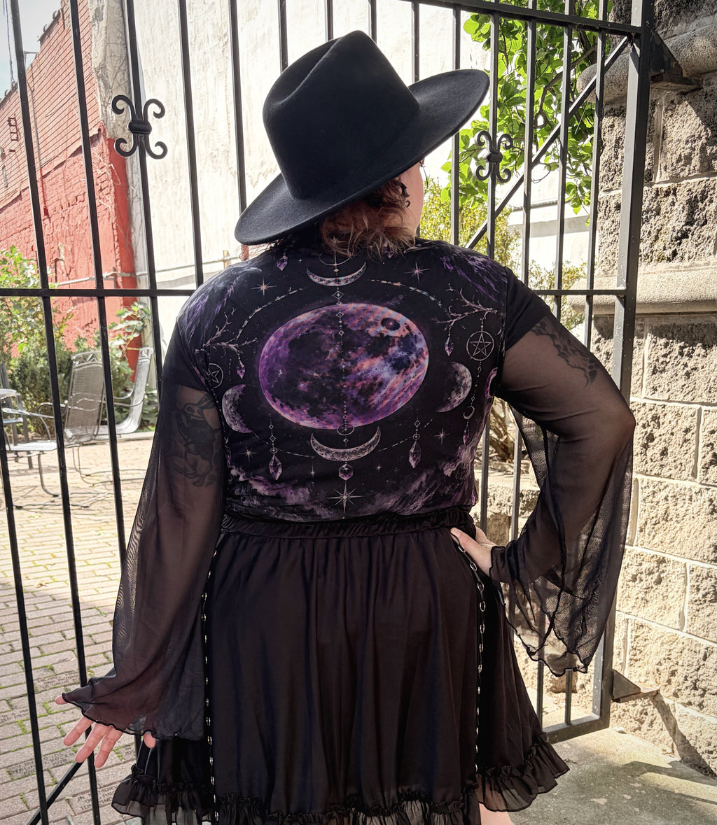 High Priestess Mesh Top with Bell Sleeves