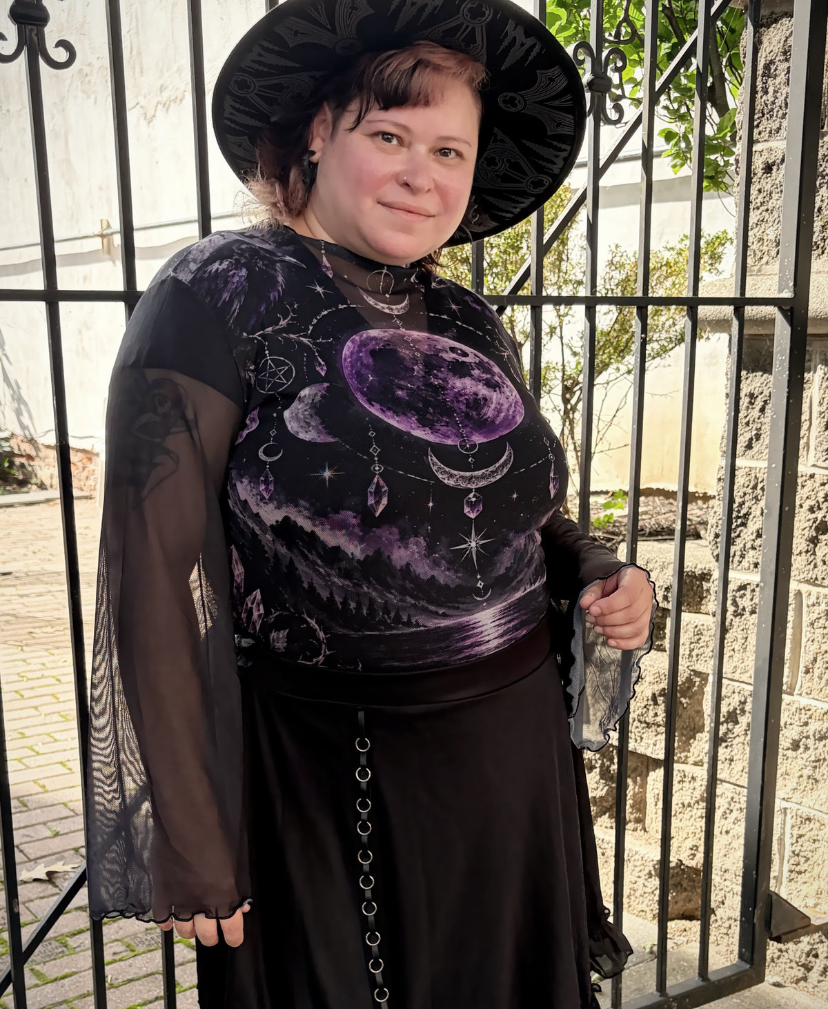 High Priestess Mesh Top with Bell Sleeves