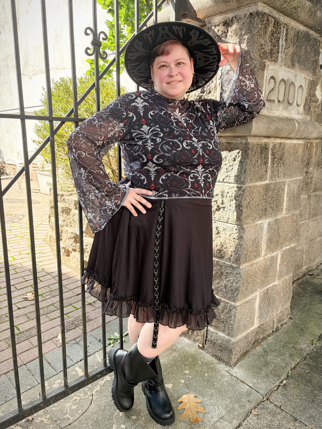Bloodline Mesh Top with Bell Sleeves